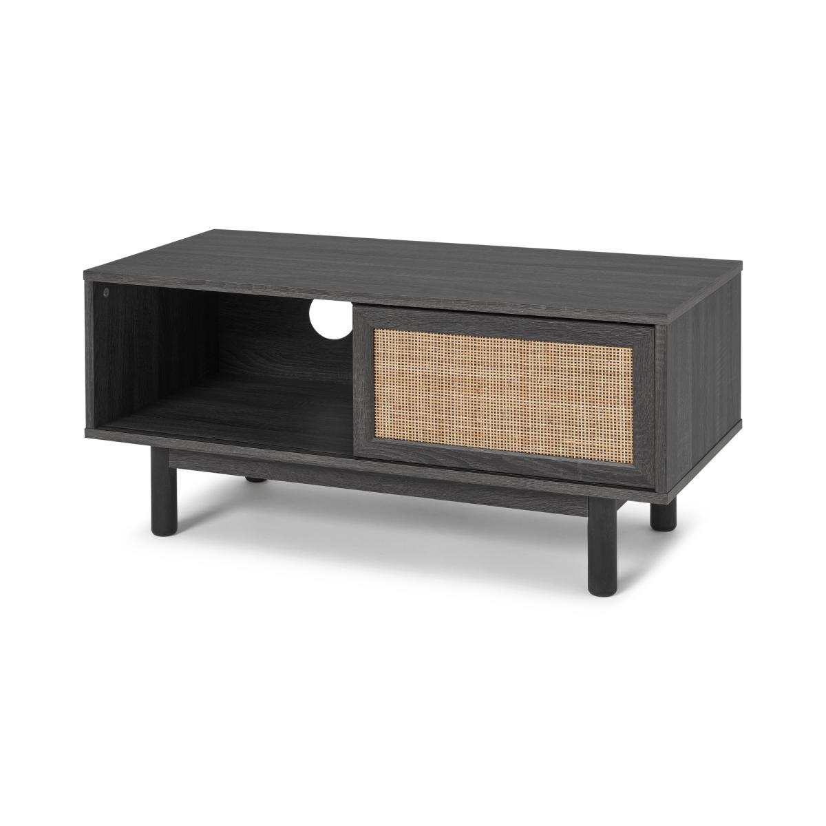 Pavia Compact Media Unit, Natural Rattan & Black Wood Effect – image 3