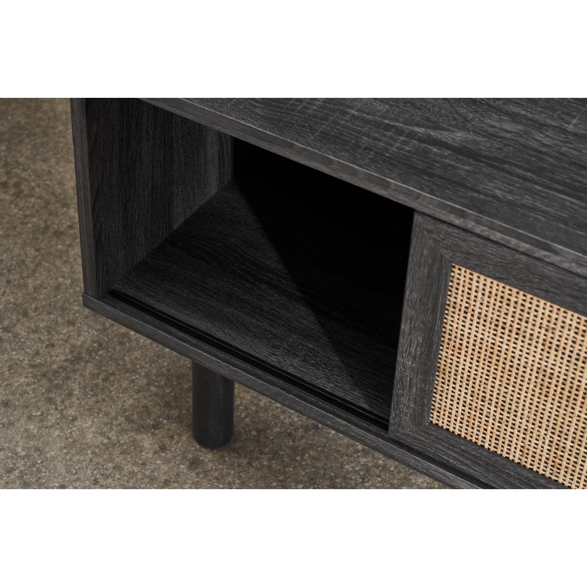 Pavia Compact Media Unit, Natural Rattan & Black Wood Effect – image 5