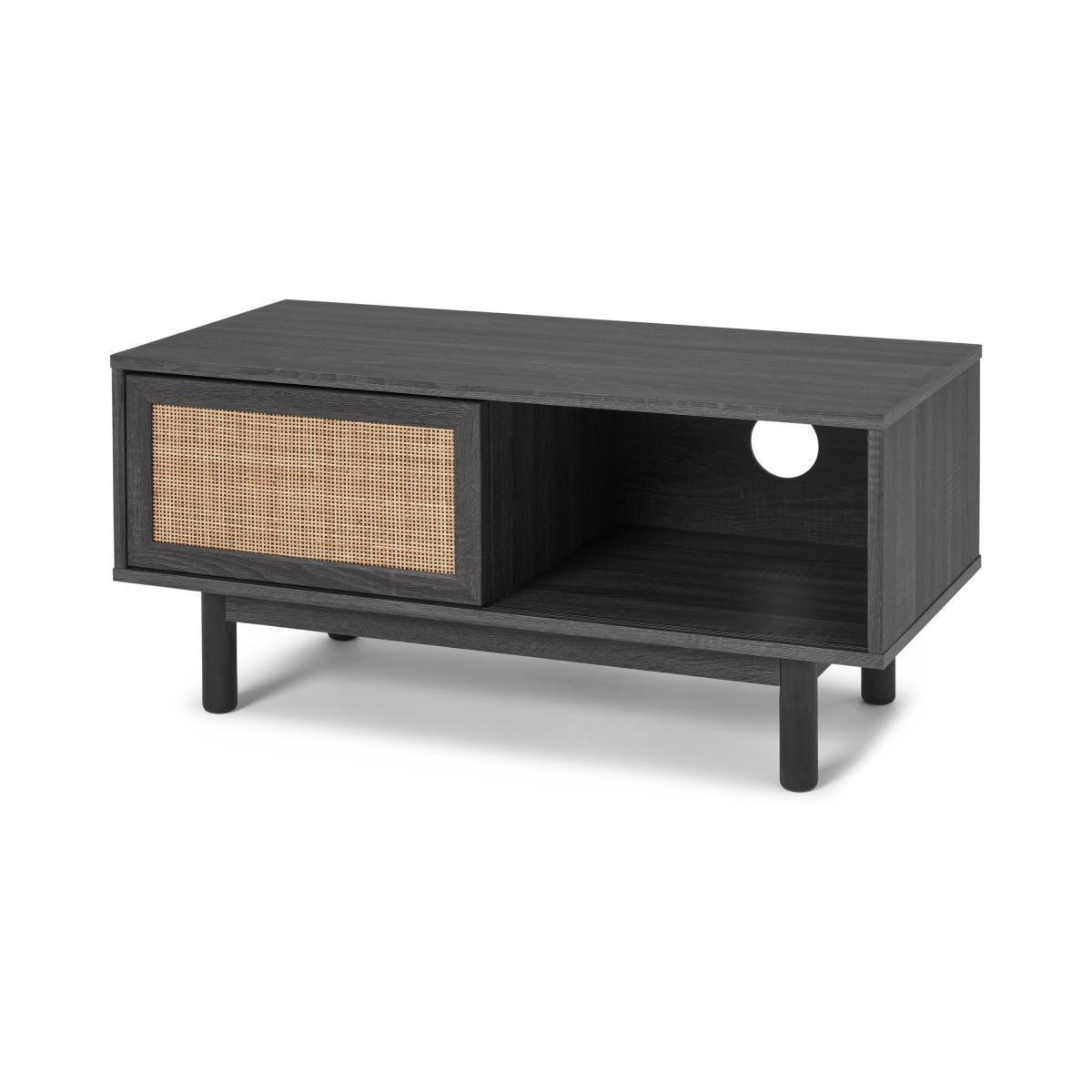 Pavia Compact Media Unit, Natural Rattan & Black Wood Effect – image 6