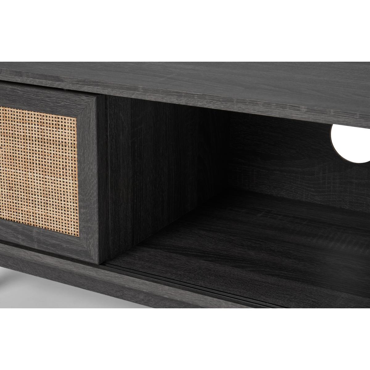 Pavia Compact Media Unit, Natural Rattan & Black Wood Effect – image 7