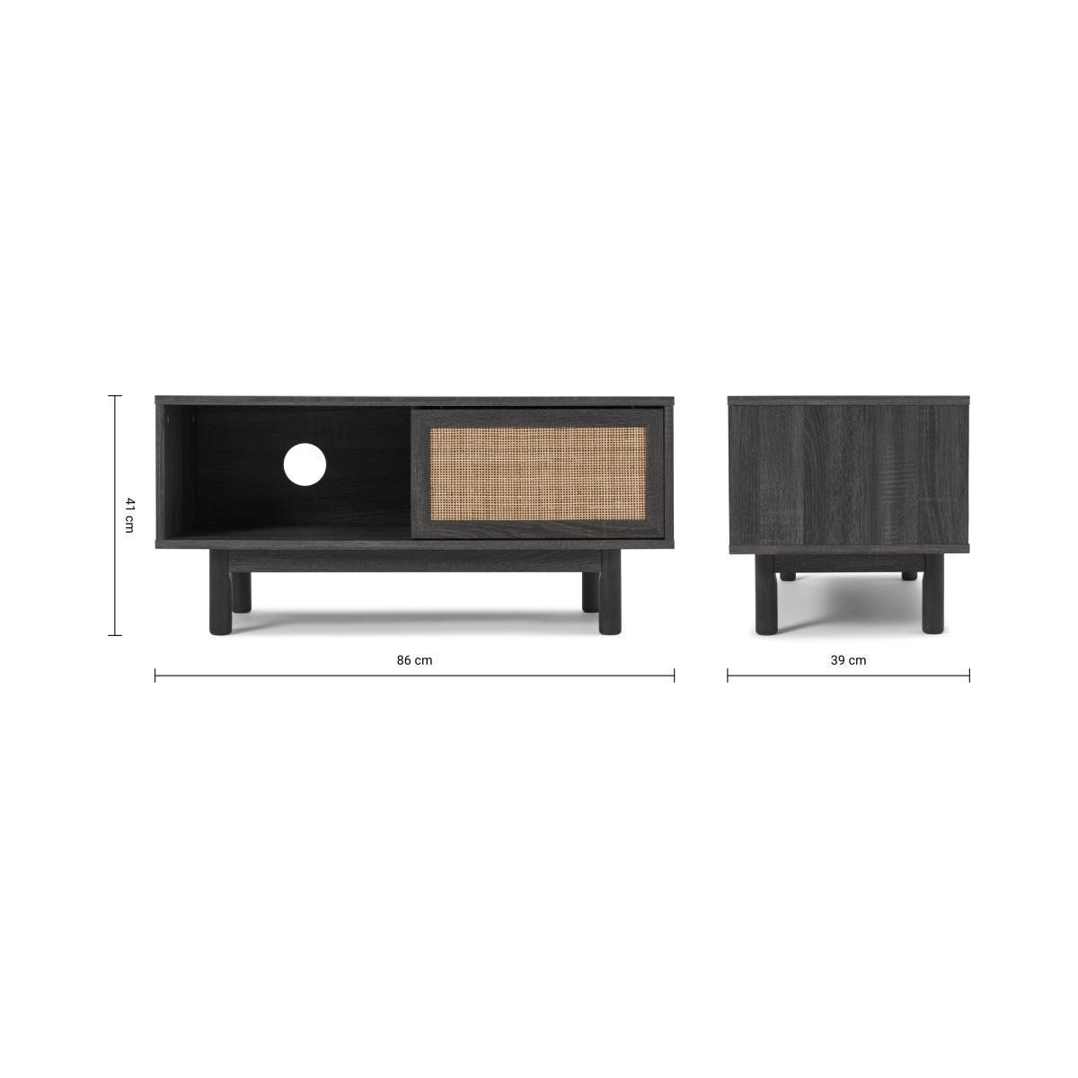 Pavia Compact Media Unit, Natural Rattan & Black Wood Effect – image 9