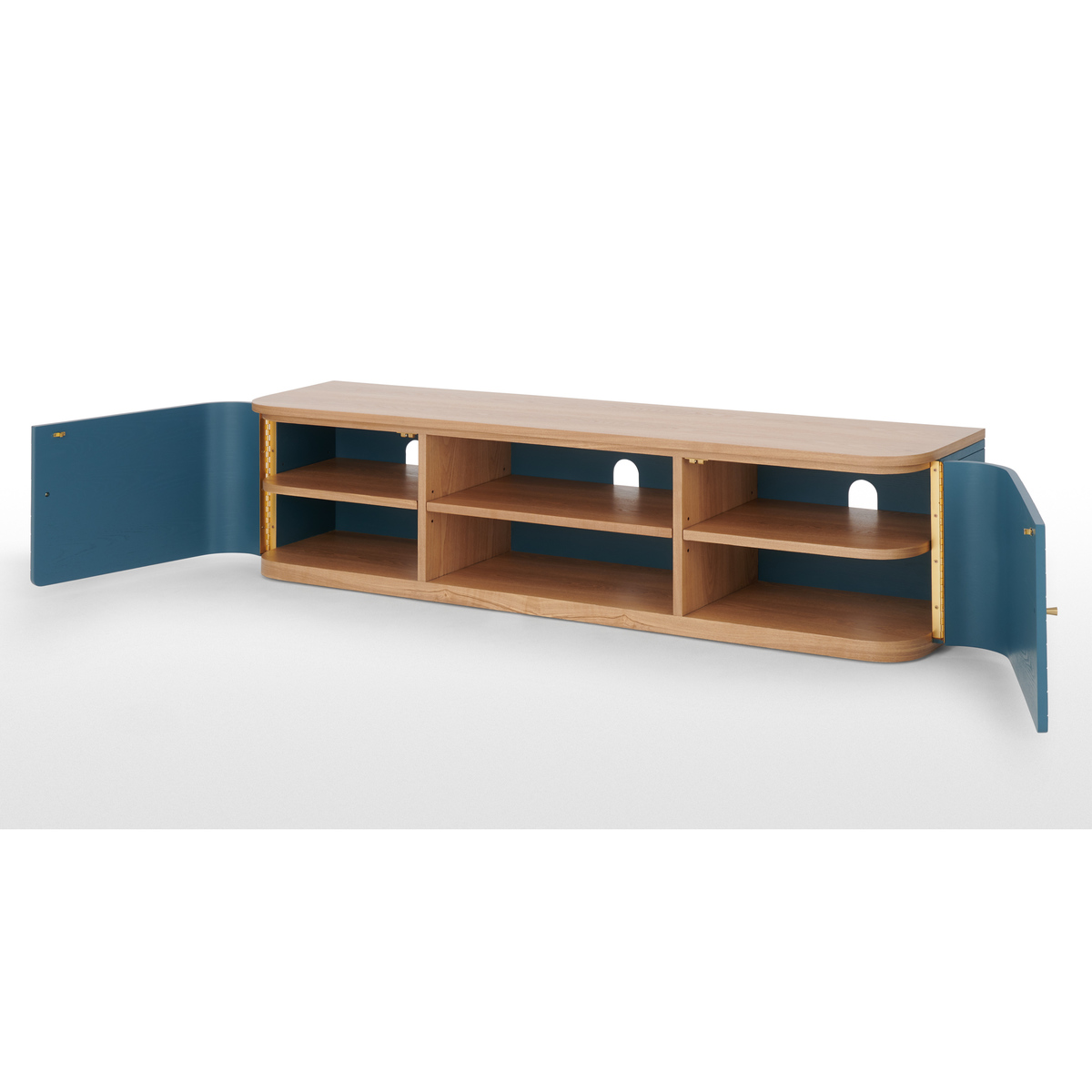 Novak Wide TV Stand, Ash and Teal – image 5