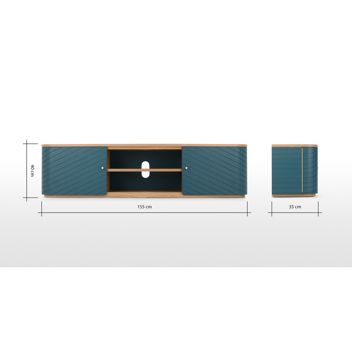 Novak Wide TV Stand, Ash and Teal – image 8