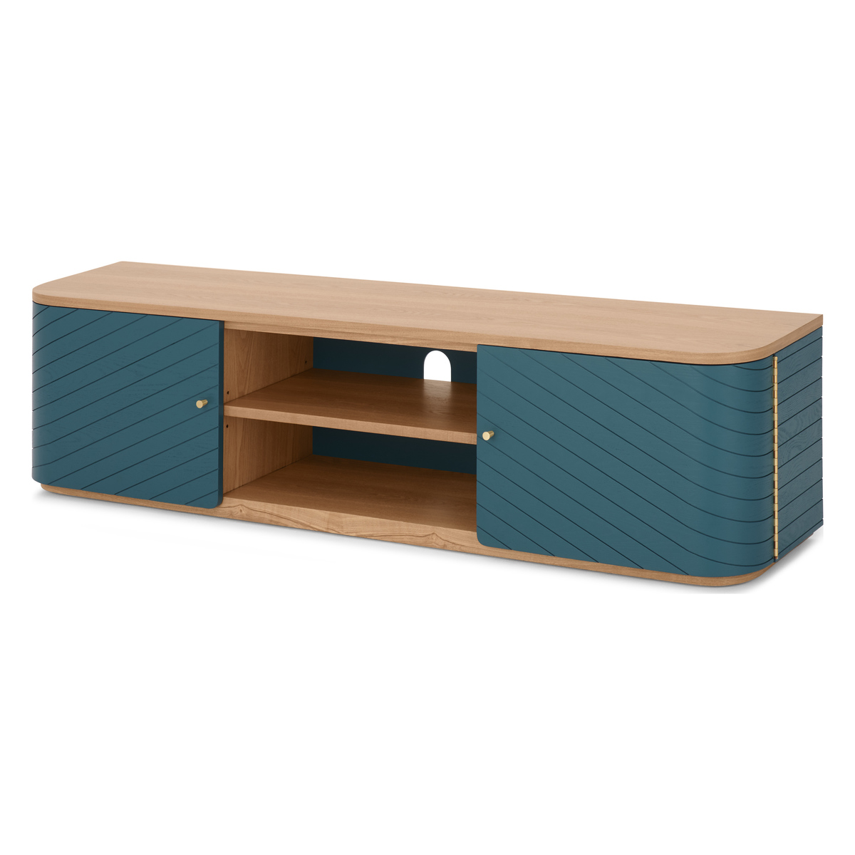 Novak Wide TV Stand, Ash and Teal – image 2
