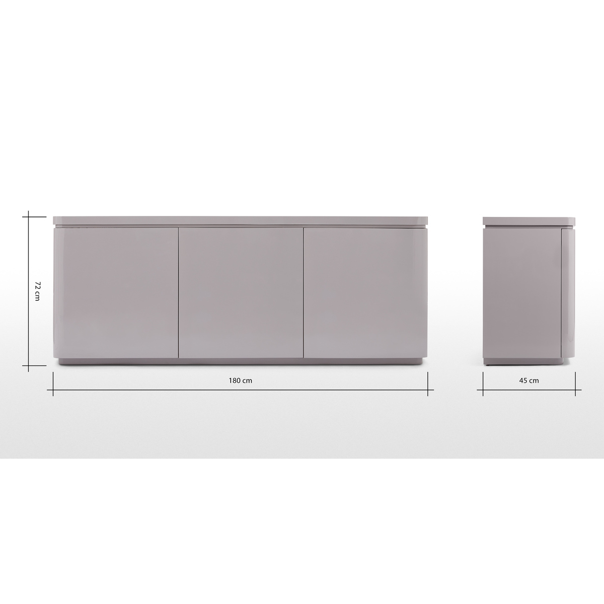 Mekkin Wide 3 Door 3 Drawer Sideboard, Grey Gloss and Matt Plum – image 8