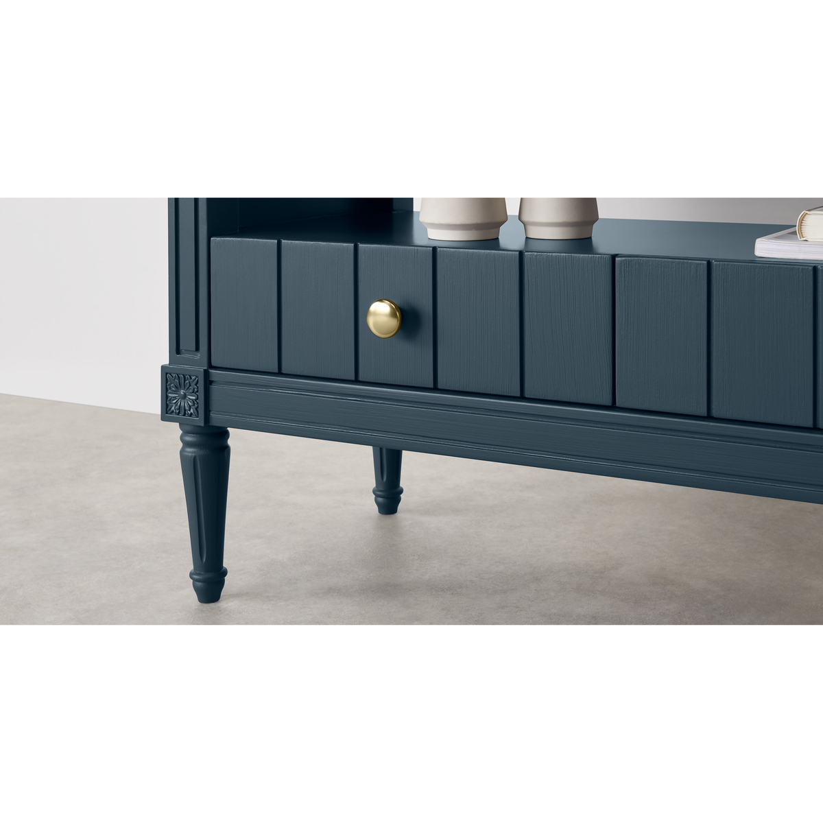 Bourbon Vintage TV Stand, Dark Blue and Brass – image 3