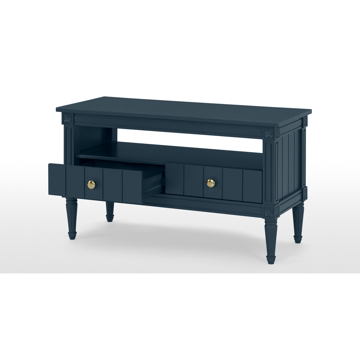 Bourbon Vintage TV Stand, Dark Blue and Brass – image 4