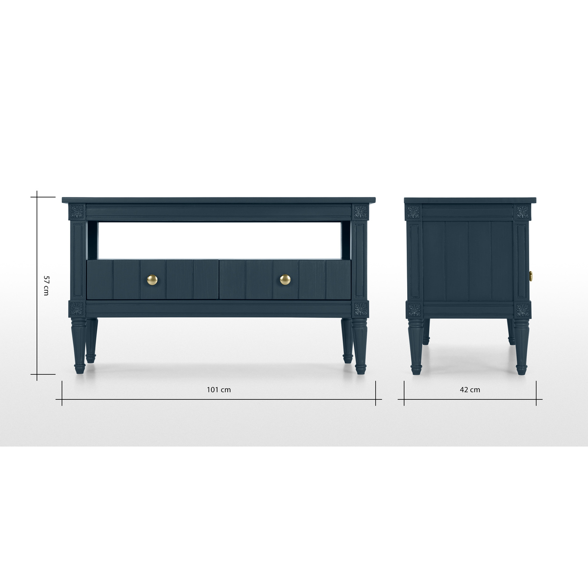 Bourbon Vintage TV Stand, Dark Blue and Brass – image 7