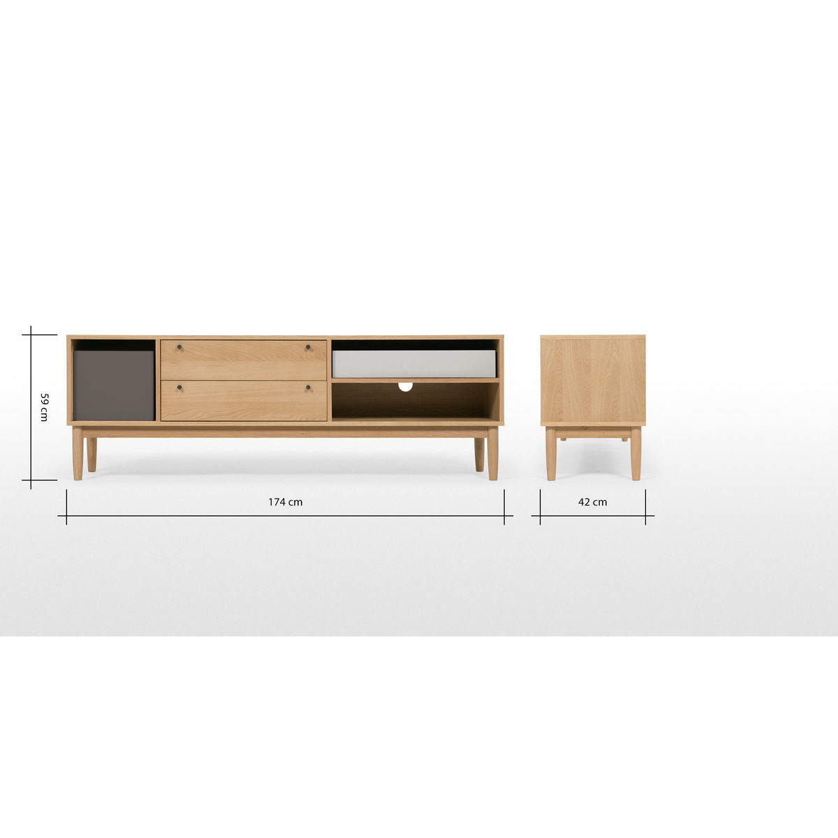 Campton Wide TV Stand, Oak – image 9
