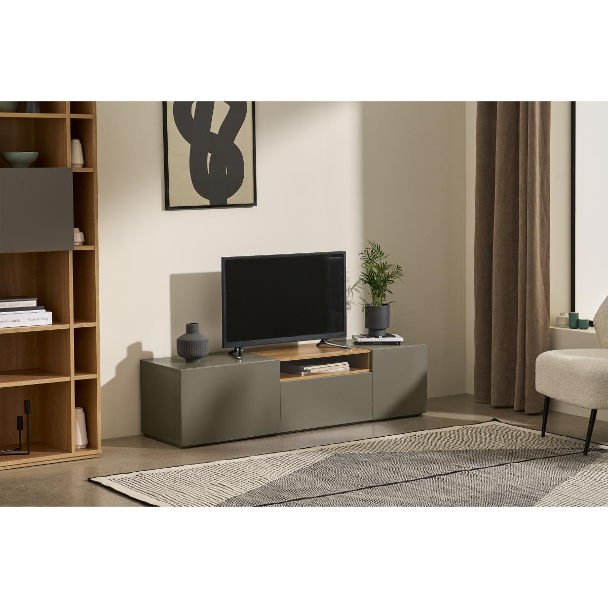 Heaton Modular TV Unit, Cobalt Grey & Oak Effect – image 4