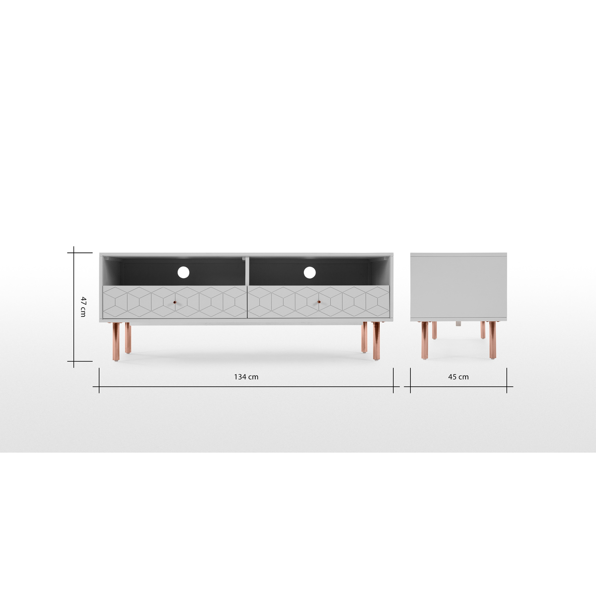 Hedra TV Stand, Copper and Grey – image 6