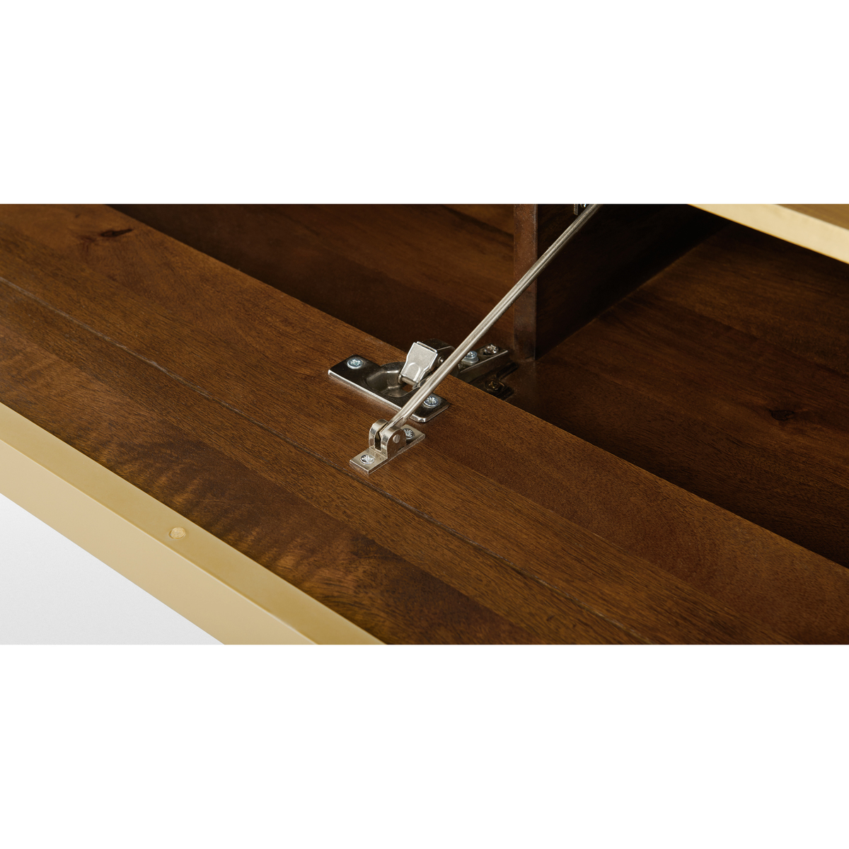 Anderson Corner TV Stand, Mango Wood and Brass – image 5