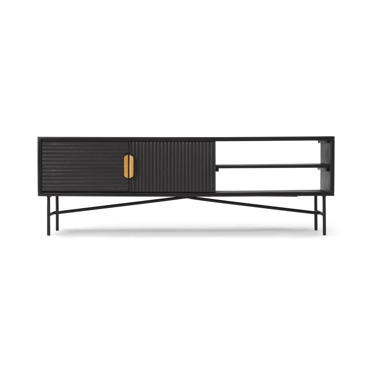 Haines Wide Media Unit, Charcoal Black Mango Wood – image 2