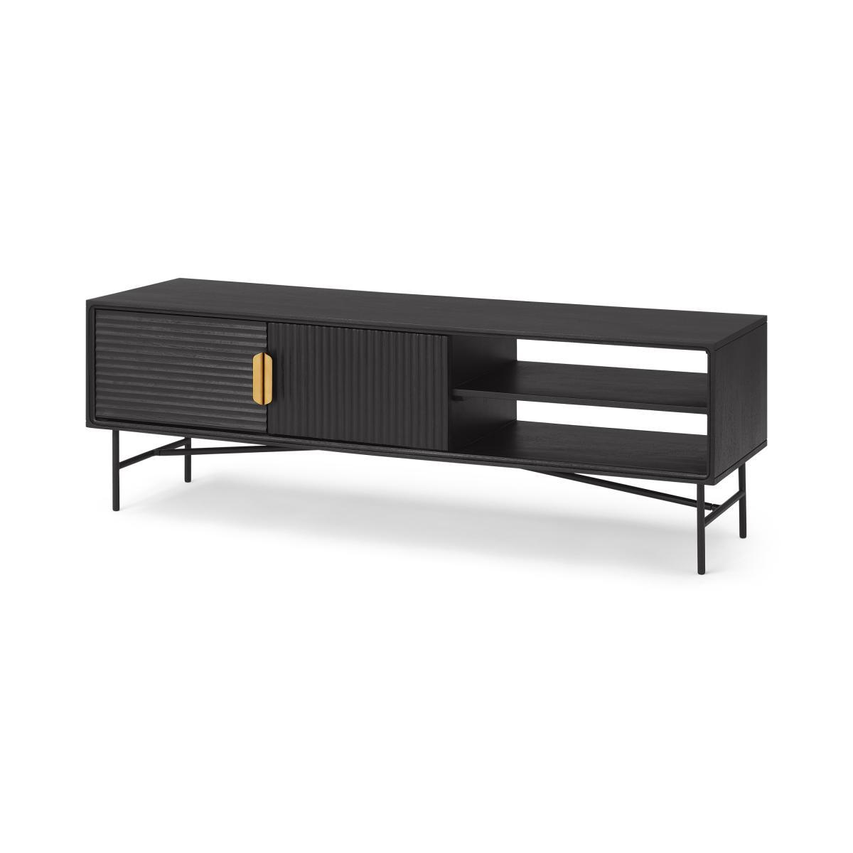 Haines Wide Media Unit, Charcoal Black Mango Wood – image 3