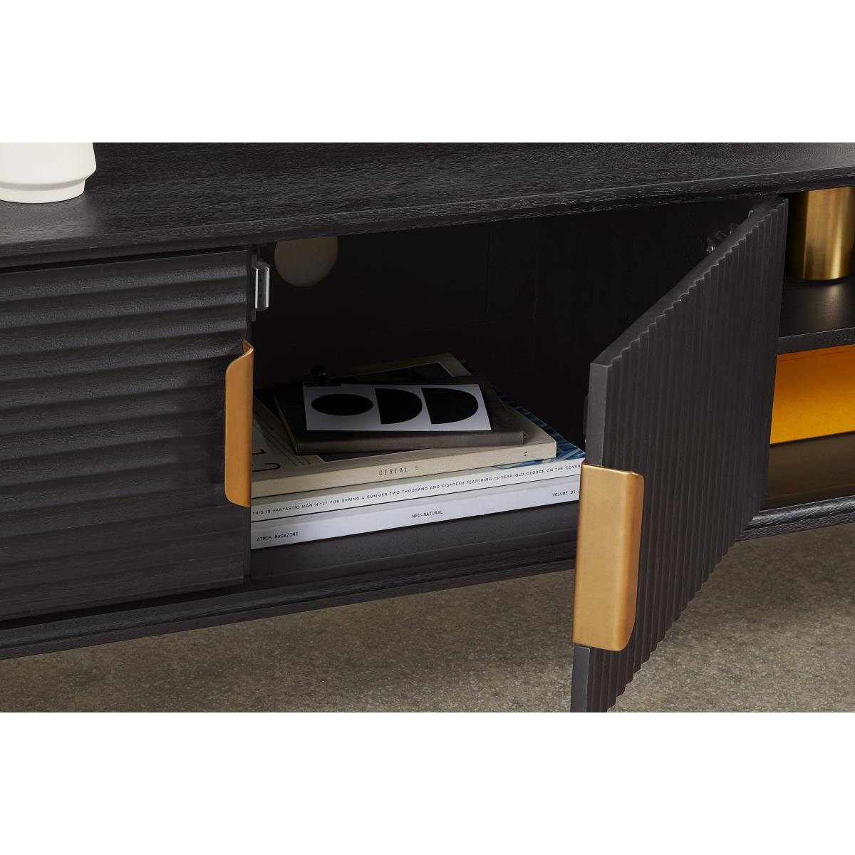 Haines Wide Media Unit, Charcoal Black Mango Wood – image 5