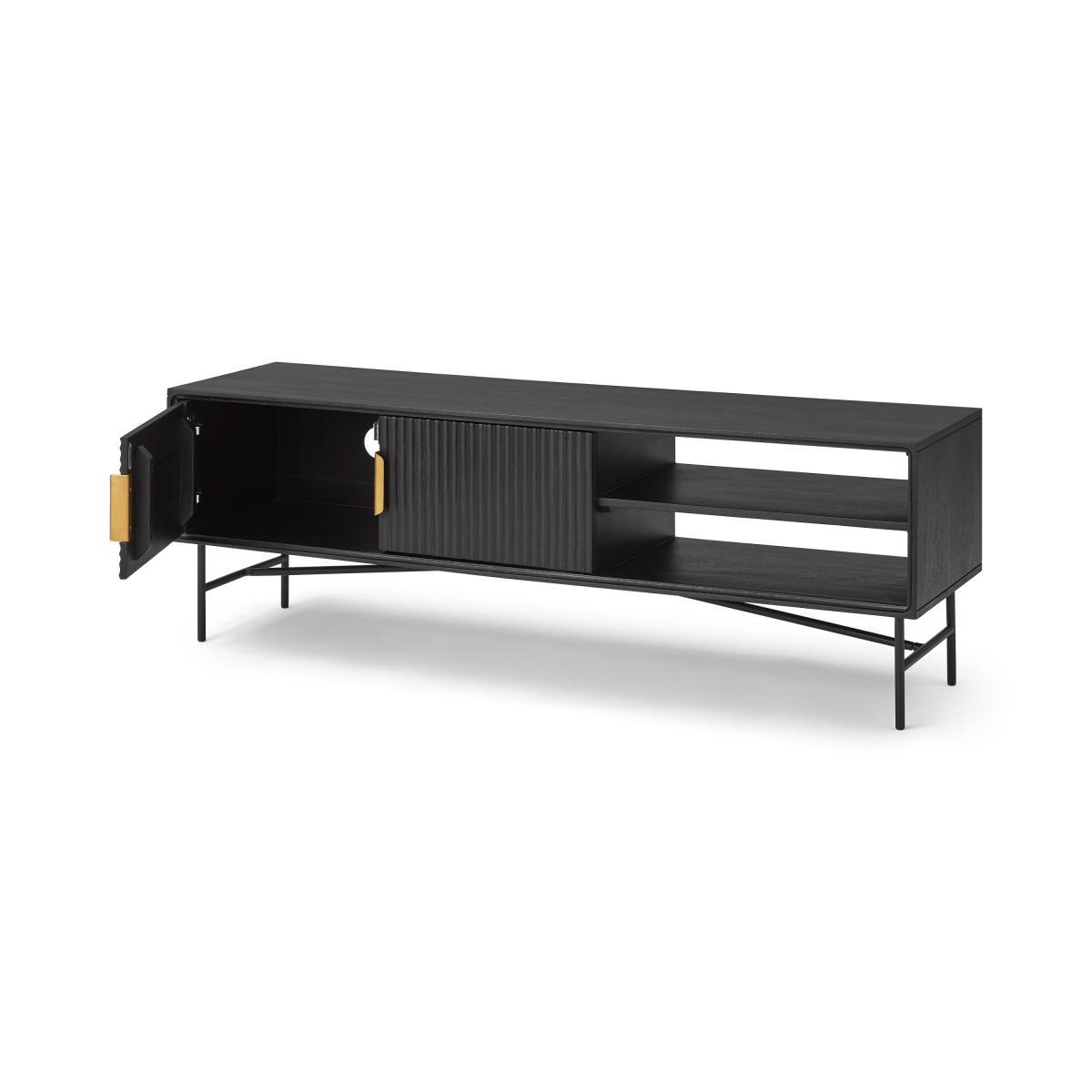 Haines Wide Media Unit, Charcoal Black Mango Wood – image 6