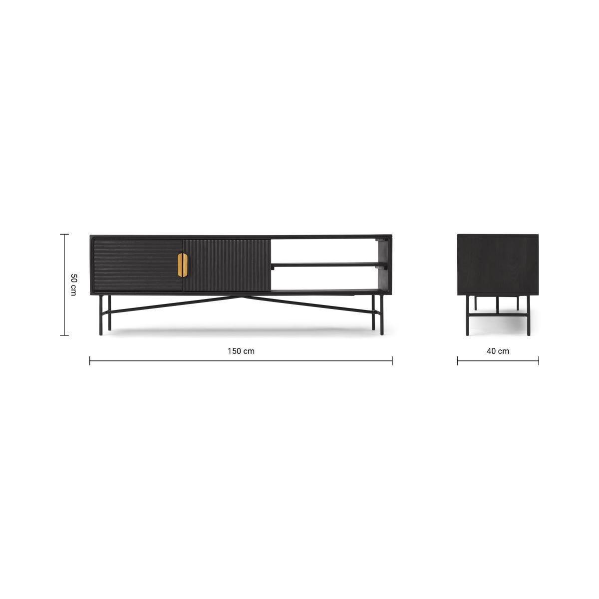 Haines Wide Media Unit, Charcoal Black Mango Wood – image 9