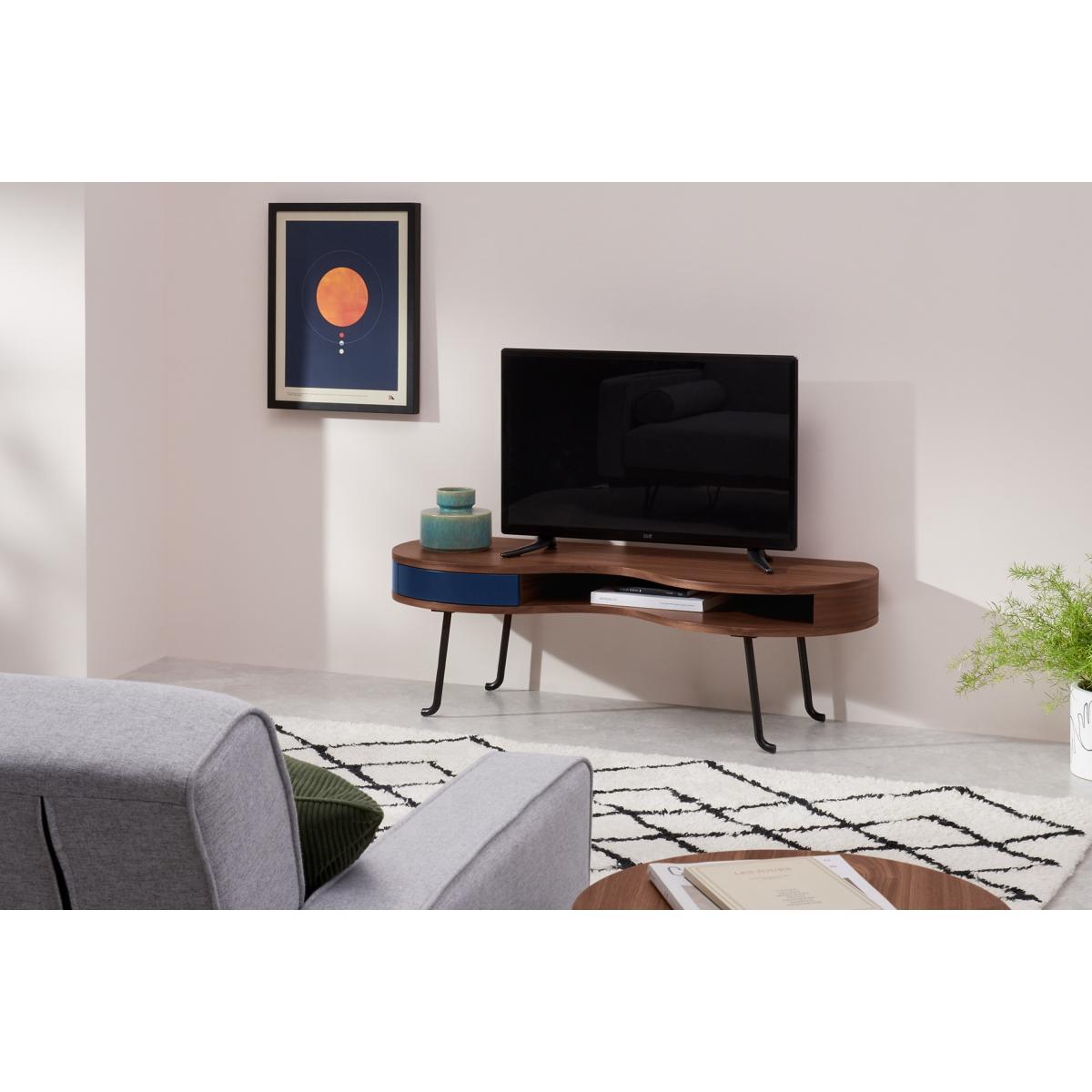 Pendelbury Media Unit, Walnut & Royal Blue – image 4