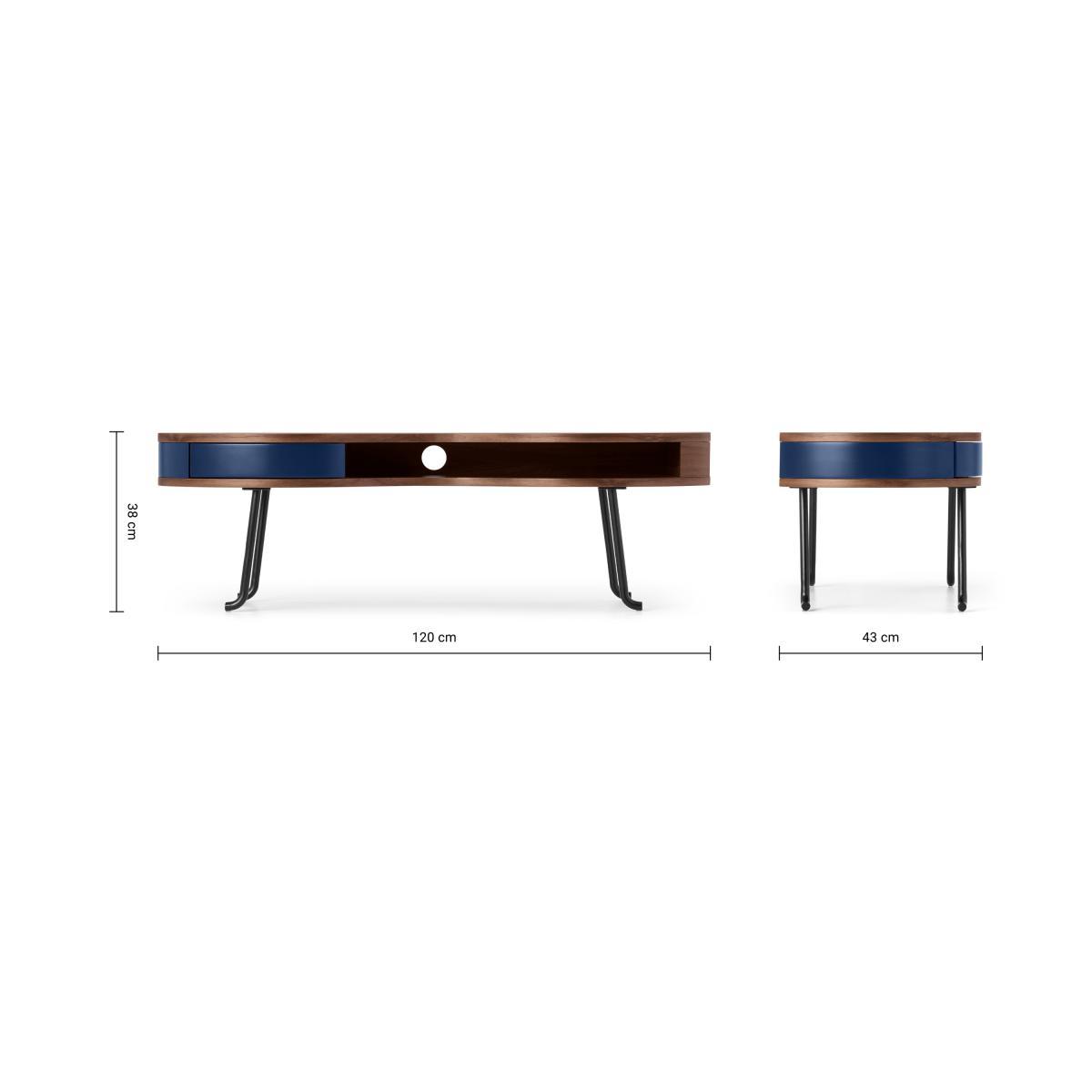 Pendelbury Media Unit, Walnut & Royal Blue – image 10