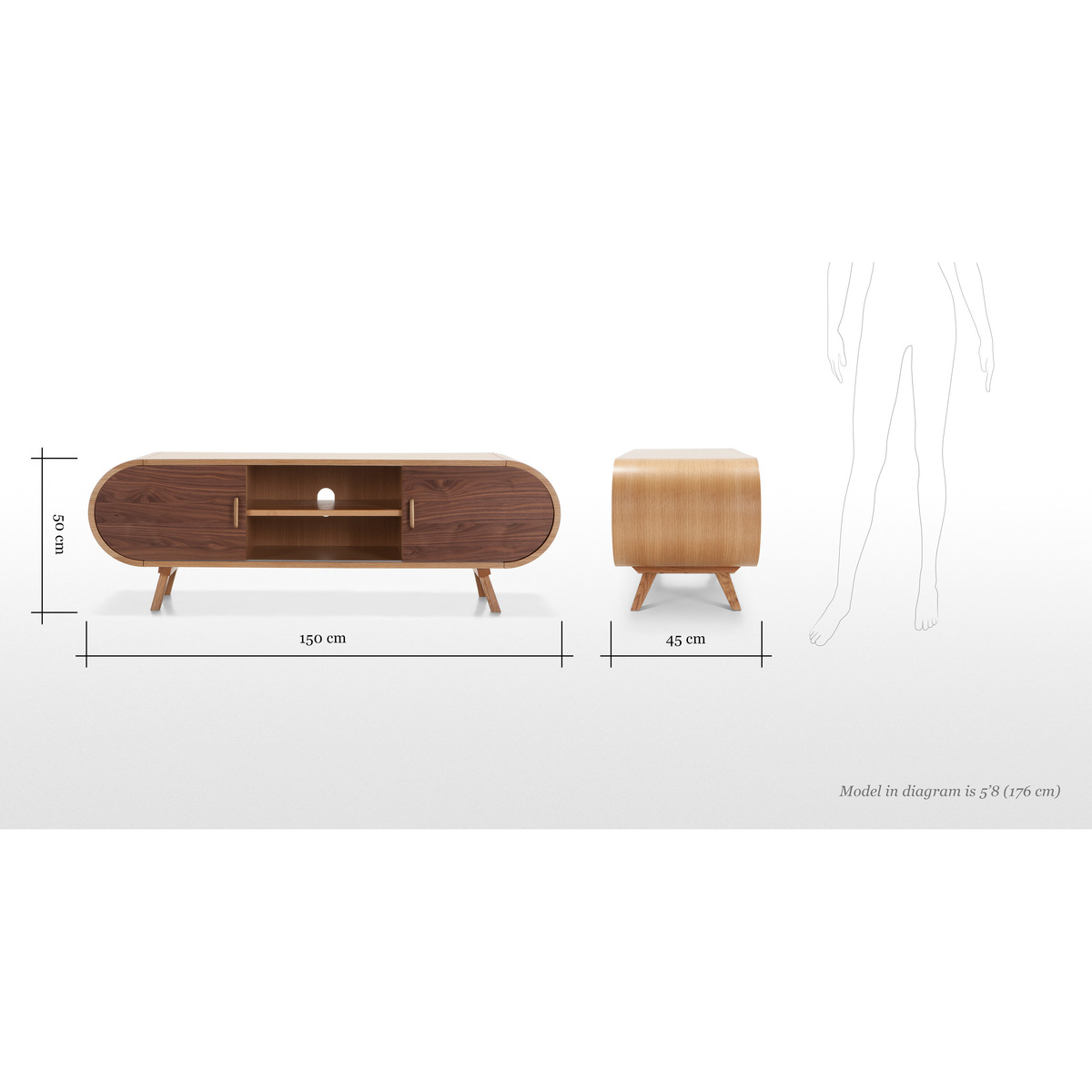 Fonteyn TV Stand, Oak and Walnut – image 10