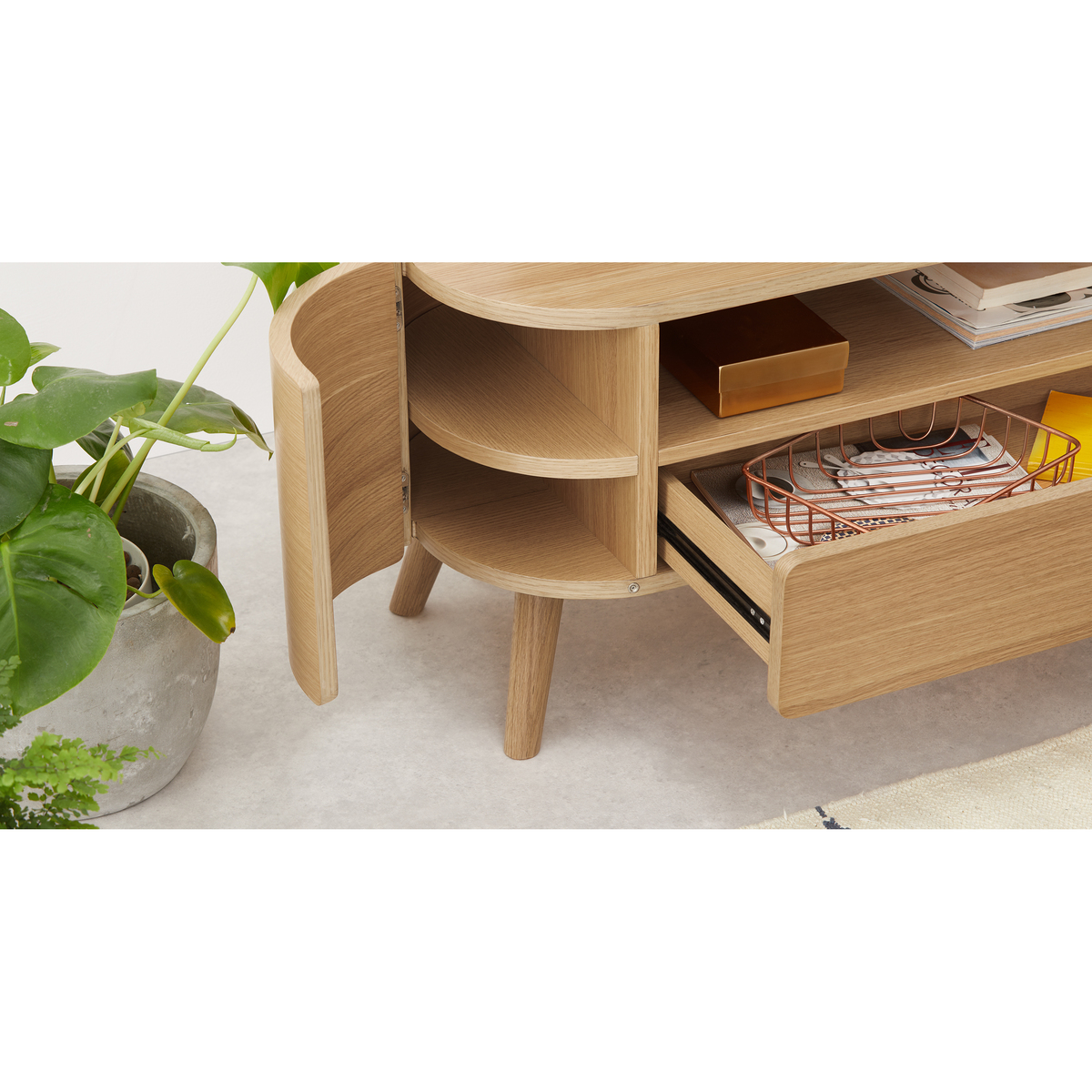 Ada Compact TV Stand, Oak – image 4