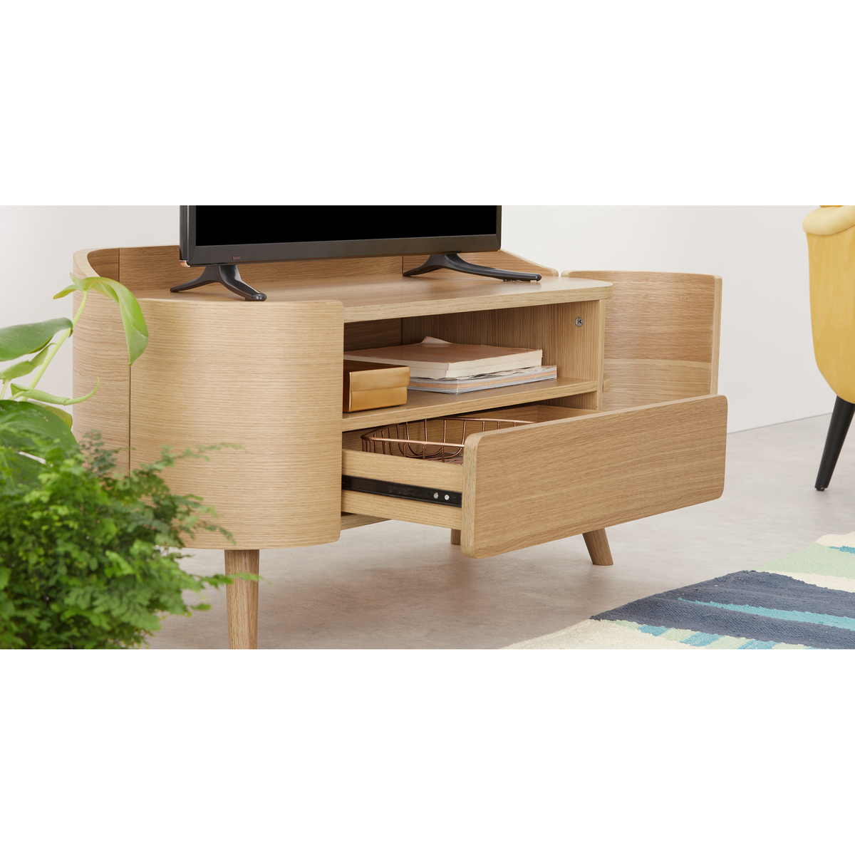 Ada Compact TV Stand, Oak – image 6