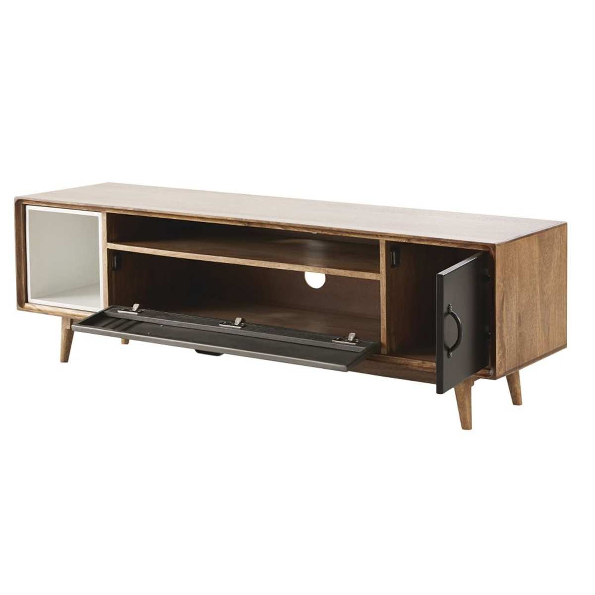 Mango Wood and Metal Industrial-Style 2-Door TV Unit Lenox – image 2