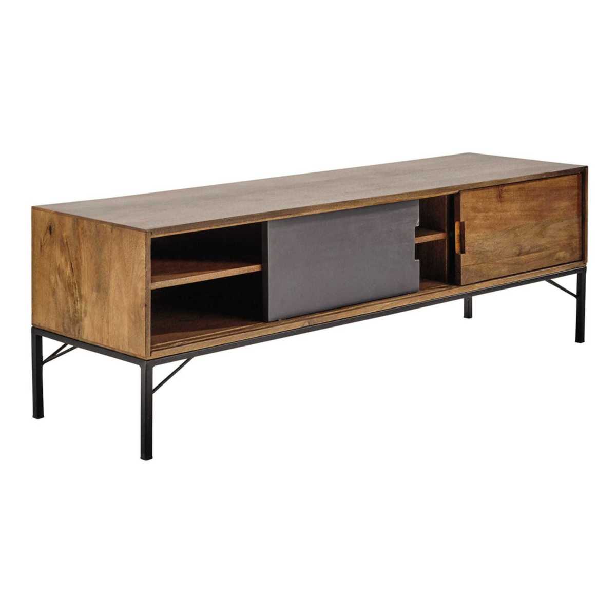 Mango Wood and Black Metal TV Unit Arty – image 3