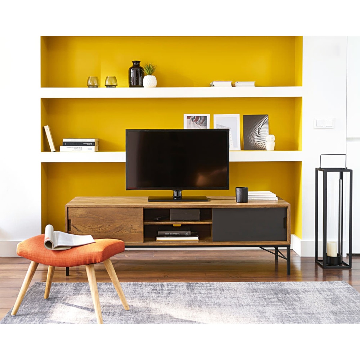 Mango Wood and Black Metal TV Unit Arty – image 6