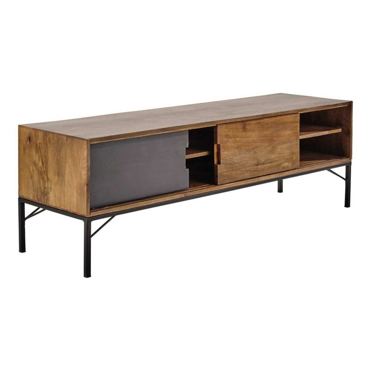 Mango Wood and Black Metal TV Unit Arty – image 2