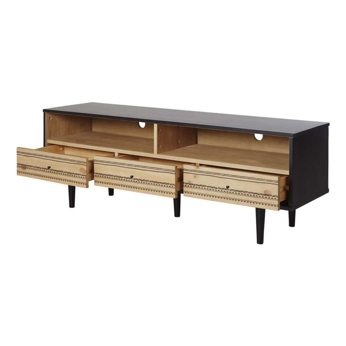 Two Tone 3-Drawer TV Unit with Painted Print Mayana – image 2
