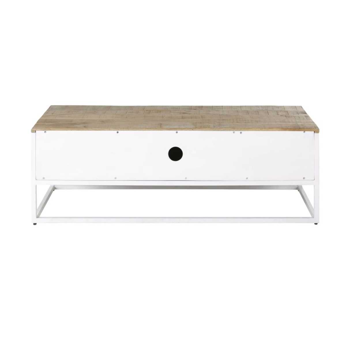 Two Tone Carved Mango Wood 1-Door 2-Drawer TV Unit Santao – image 3