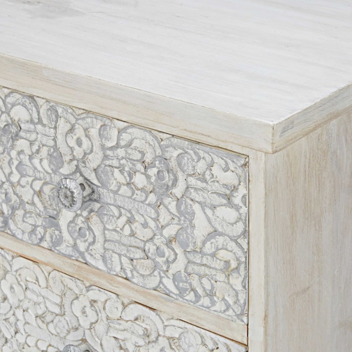 Bleached and sculpted mango wood TV unit Namaste – image 5