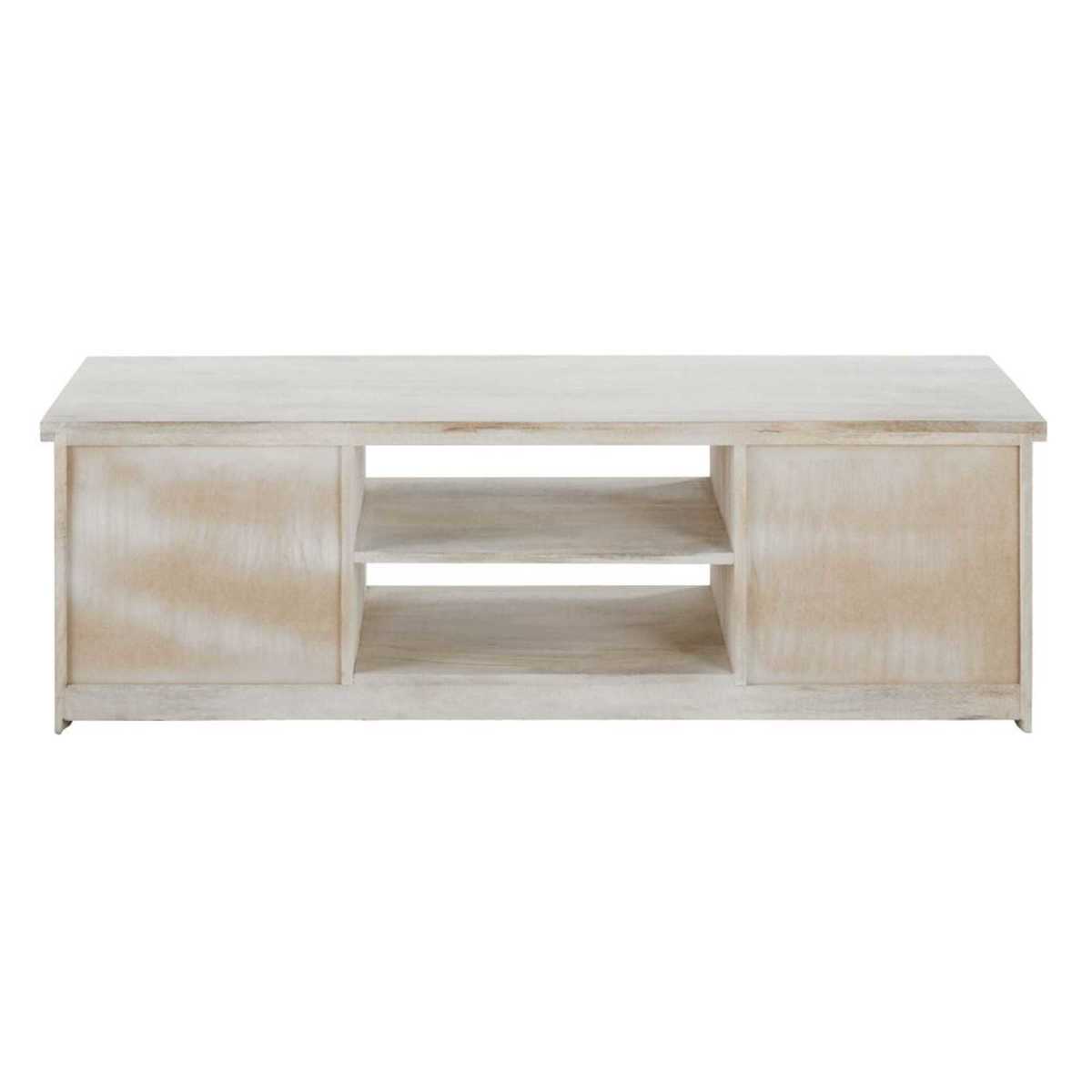 Bleached and sculpted mango wood TV unit Namaste – image 6