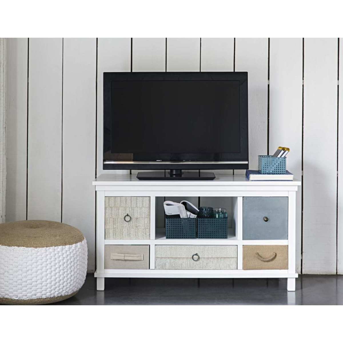 Wooden TV unit in white W 110cm Ouessant – image 2