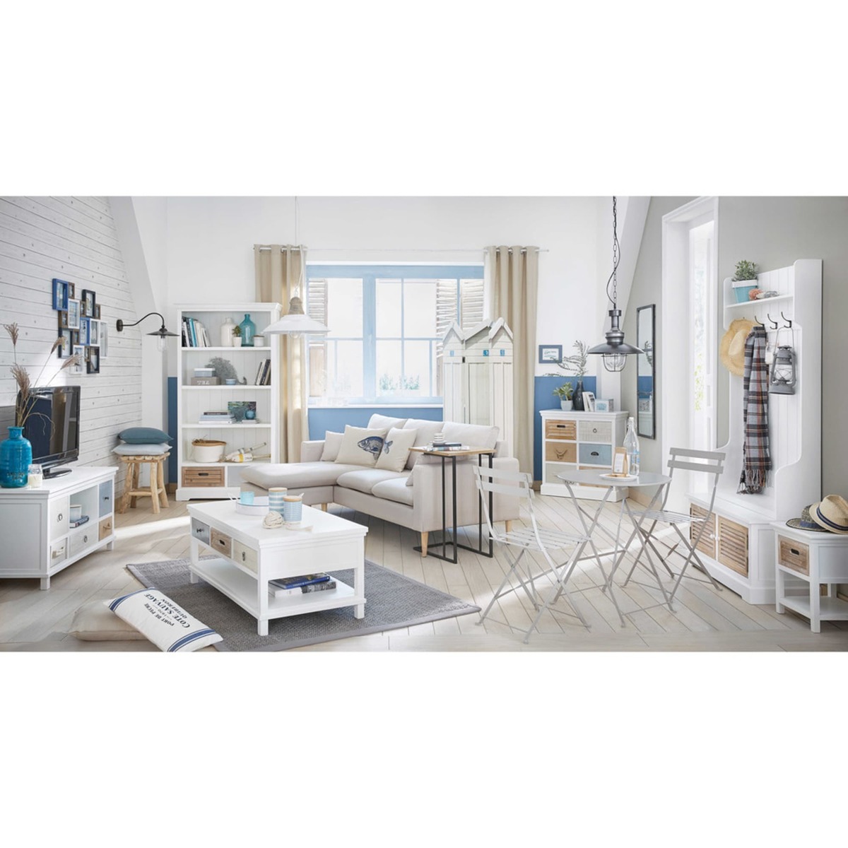 Wooden TV unit in white W 110cm Ouessant – image 5