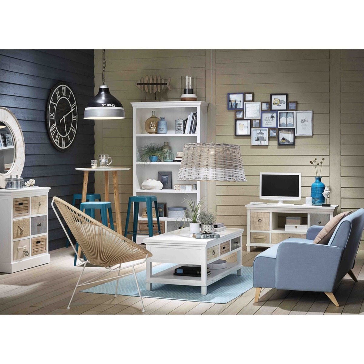 Wooden TV unit in white W 110cm Ouessant – image 6