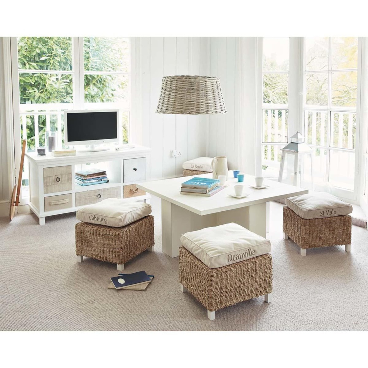 Wooden TV unit in white W 110cm Ouessant – image 7