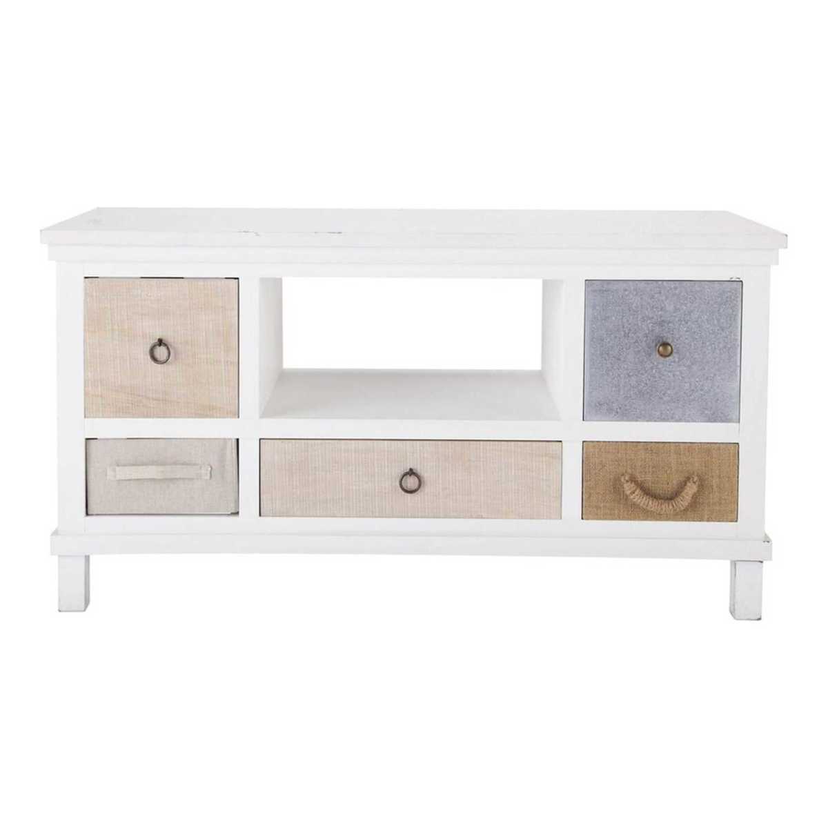 Wooden TV unit in white W 110cm Ouessant – image 1
