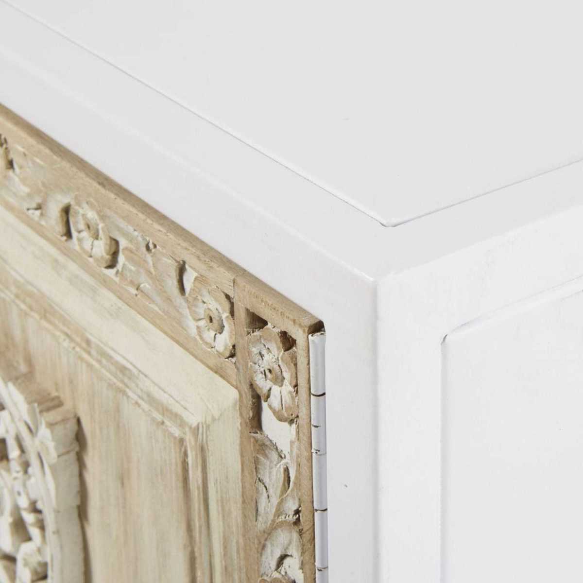 2-Door TV Unit in White Metal and Carved Mango Wood Mambok – image 4