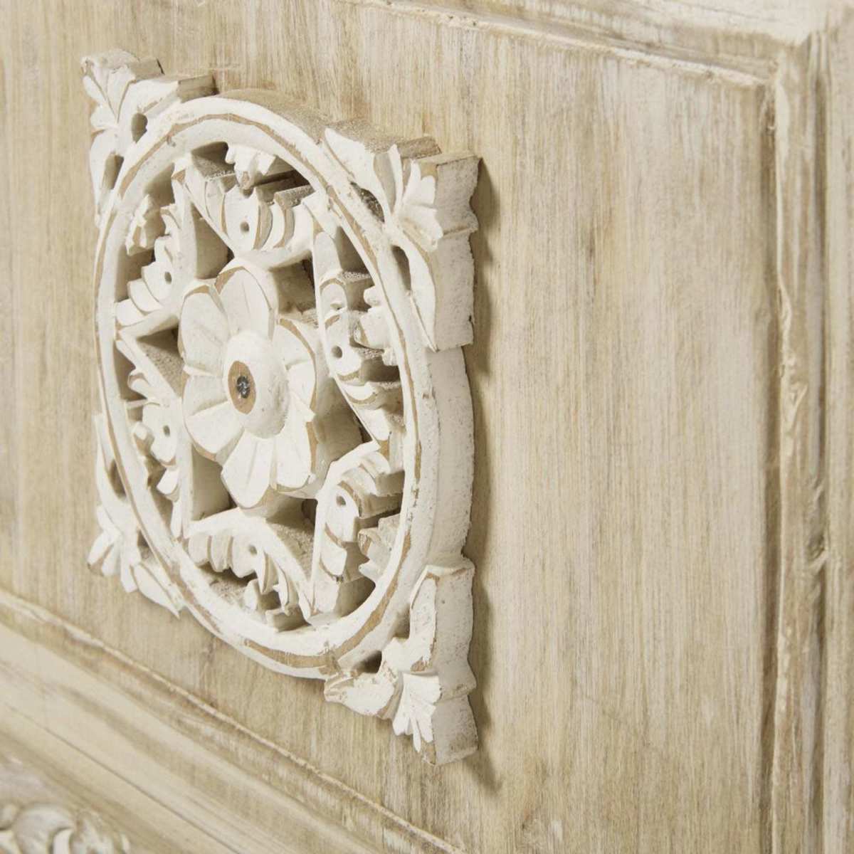 2-Door TV Unit in White Metal and Carved Mango Wood Mambok – image 5