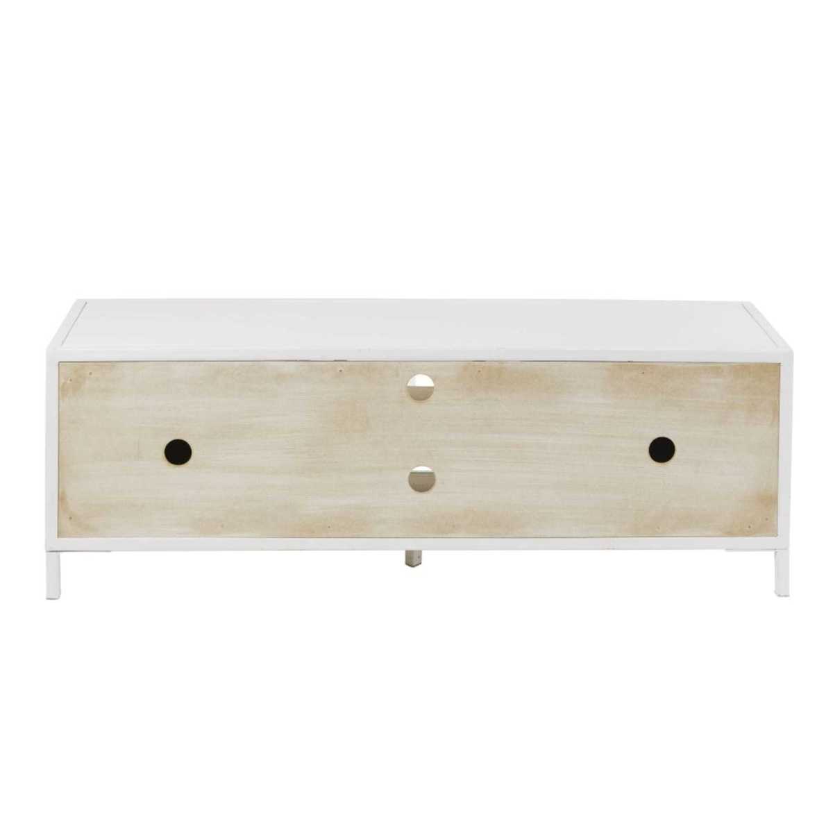 2-Door TV Unit in White Metal and Carved Mango Wood Mambok – image 6