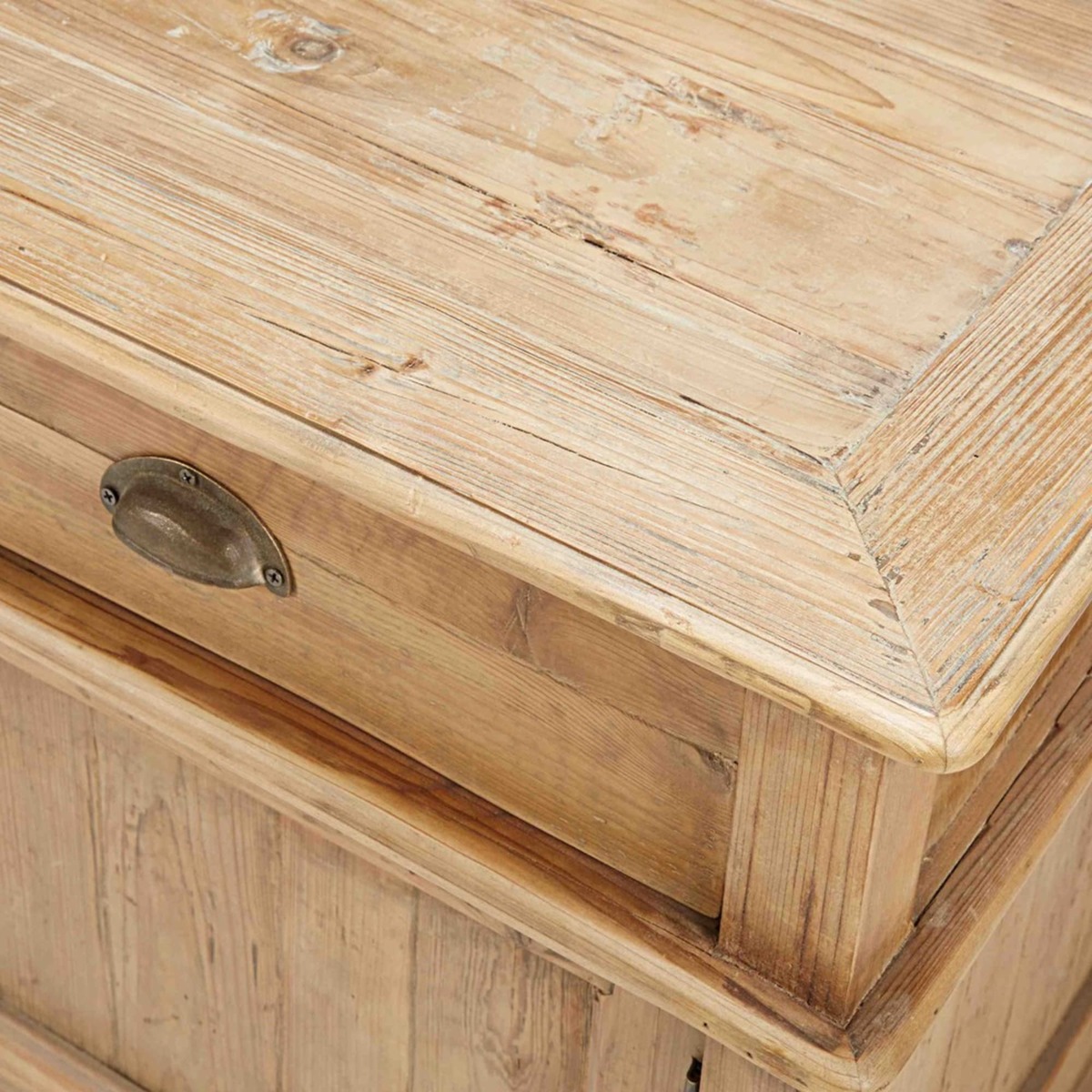 Antique recycled pine 4-door 2-drawer TV unit Marlone – image 5