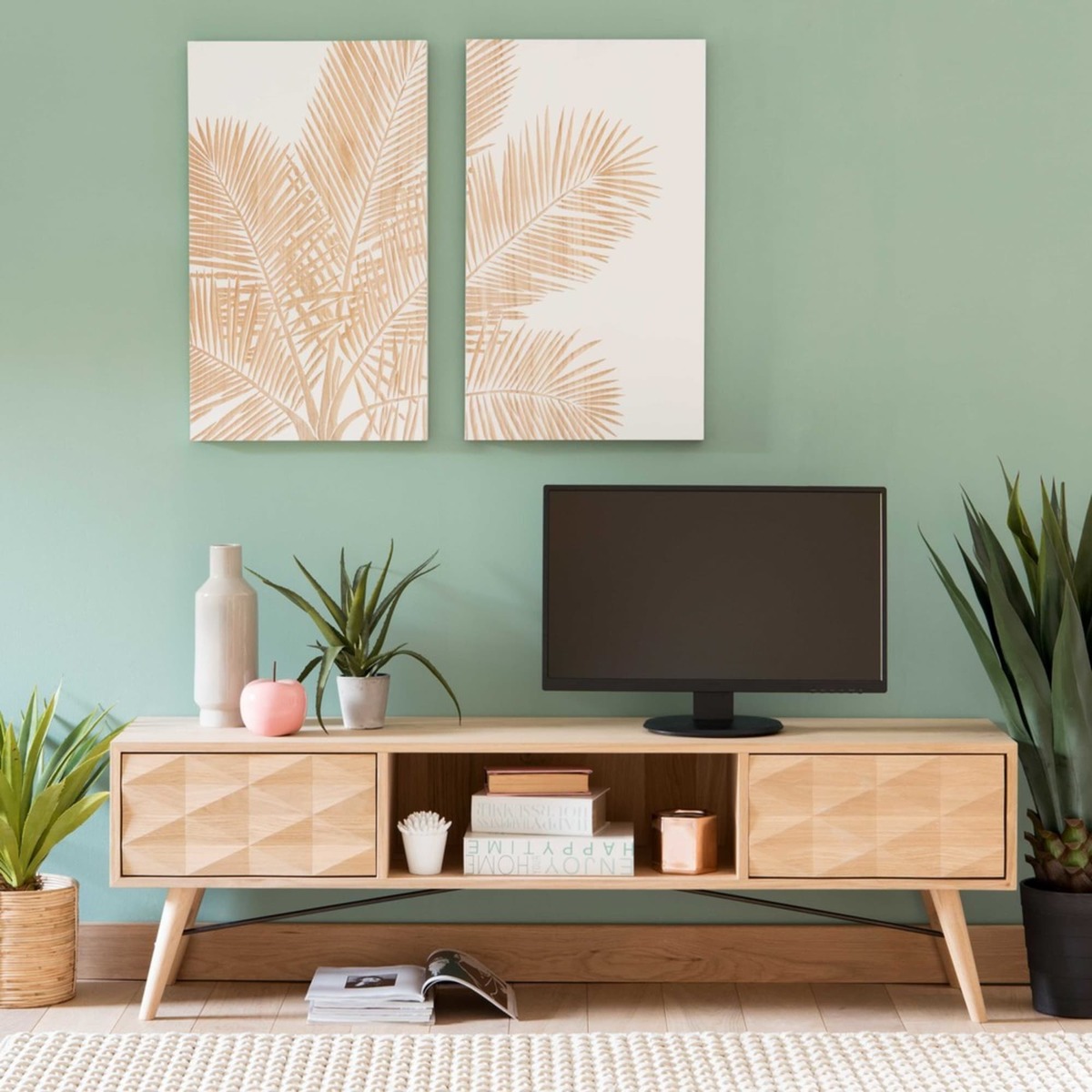 Solid oak 2-drawer TV unit Keops – image 3