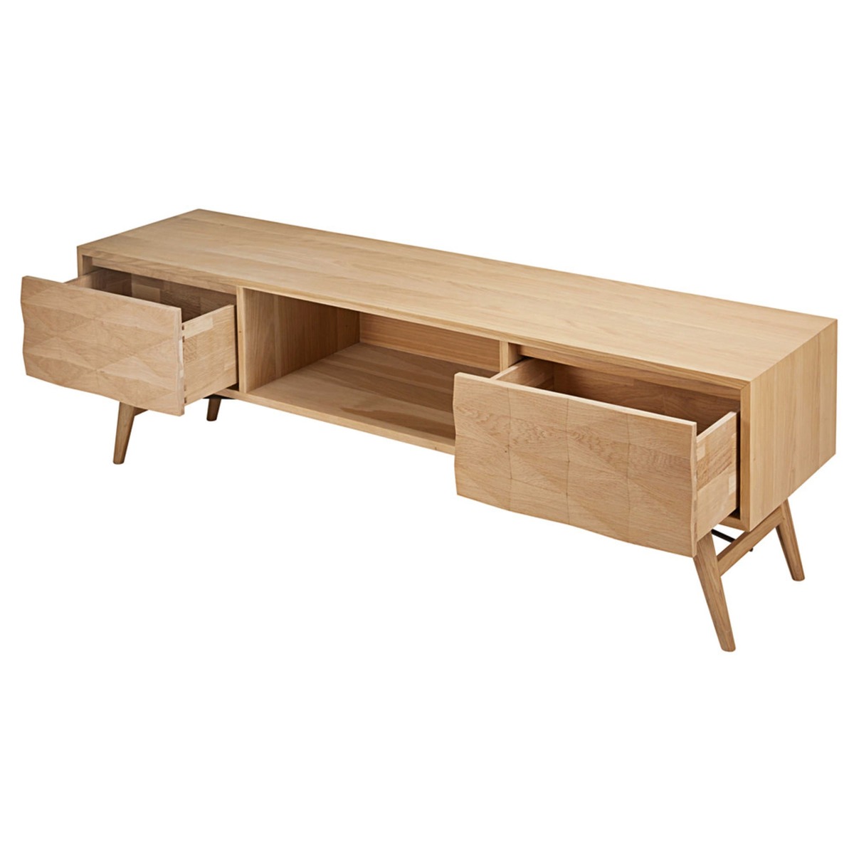 Solid oak 2-drawer TV unit Keops – image 4