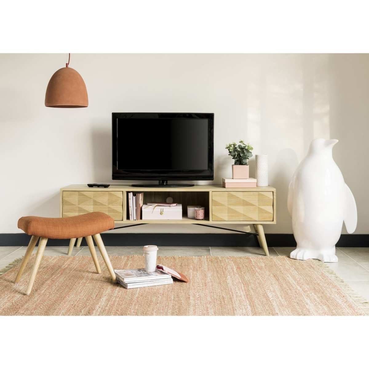 Solid oak 2-drawer TV unit Keops – image 6