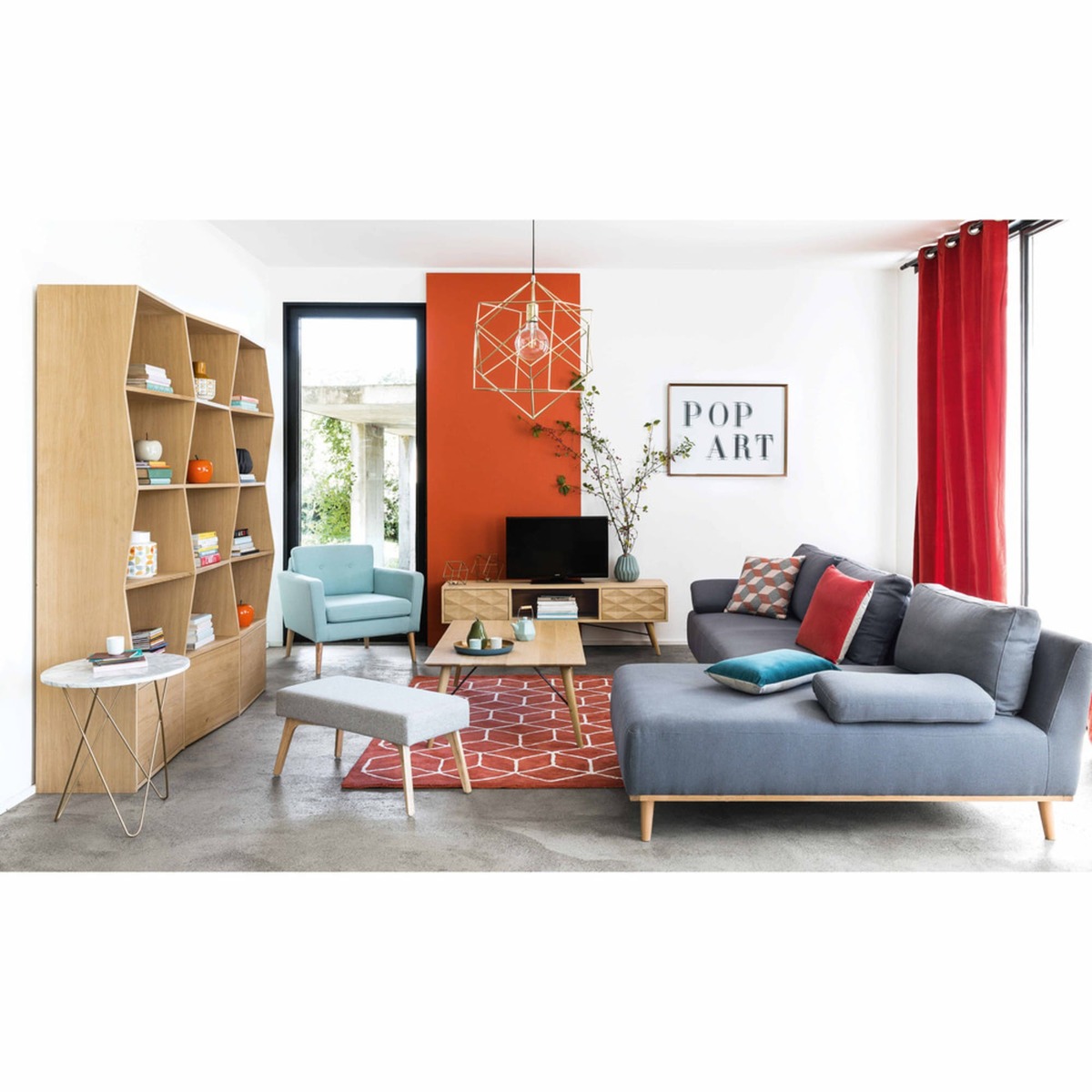 Solid oak 2-drawer TV unit Keops – image 7