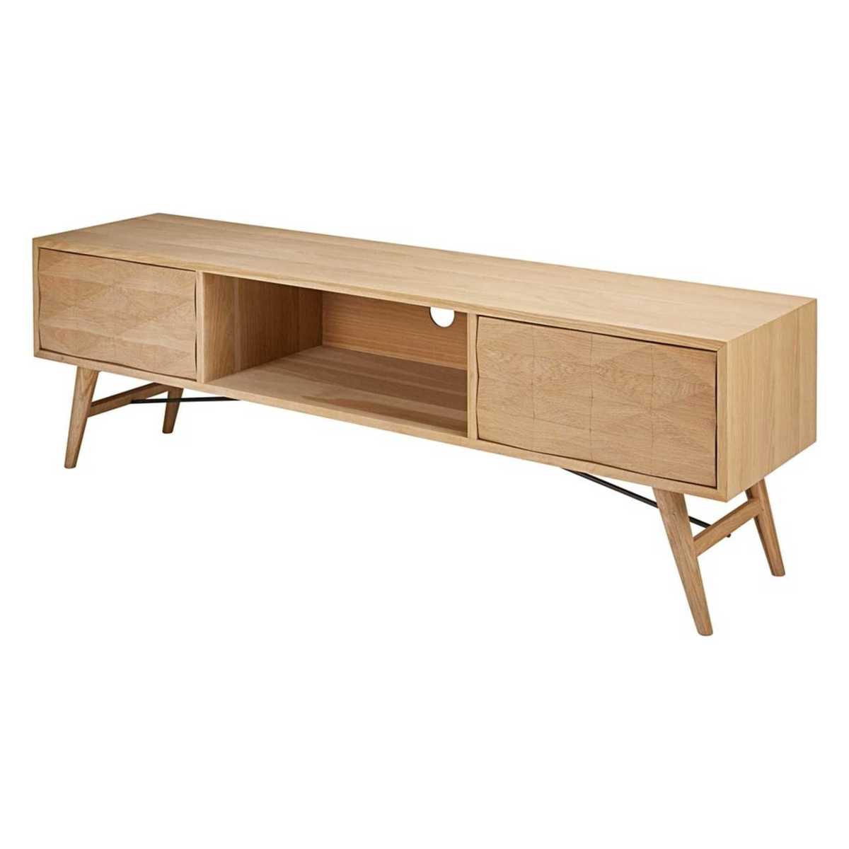 Solid oak 2-drawer TV unit Keops – image 2