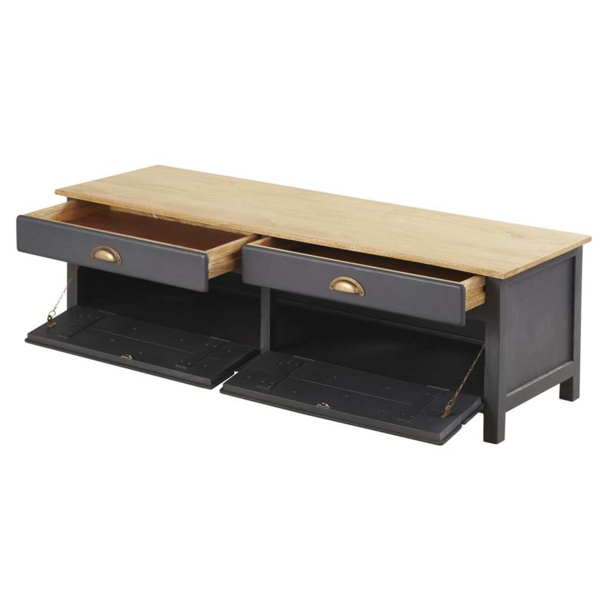 Slate Grey Mango Wood 2-Door 2-Drawer TV Unit Cezanne – image 2