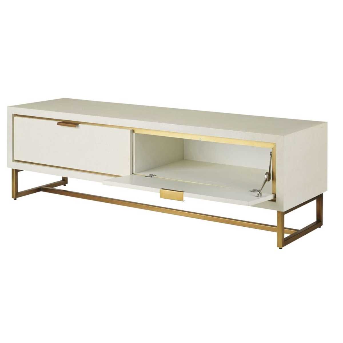 Off-White and Brass Metal 2-Door TV Unit Waldorf – image 2